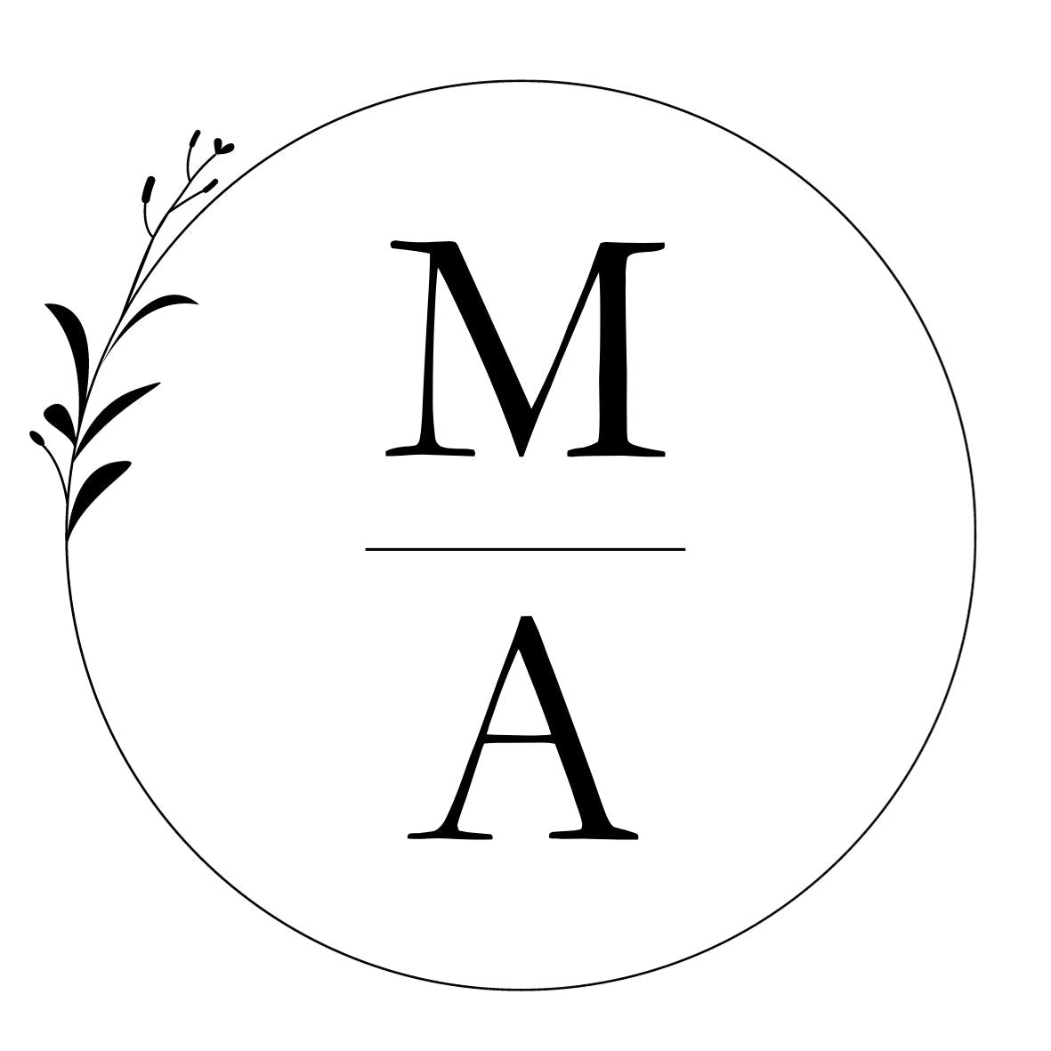 Wedding Sticker - Black & White Simple Monogram