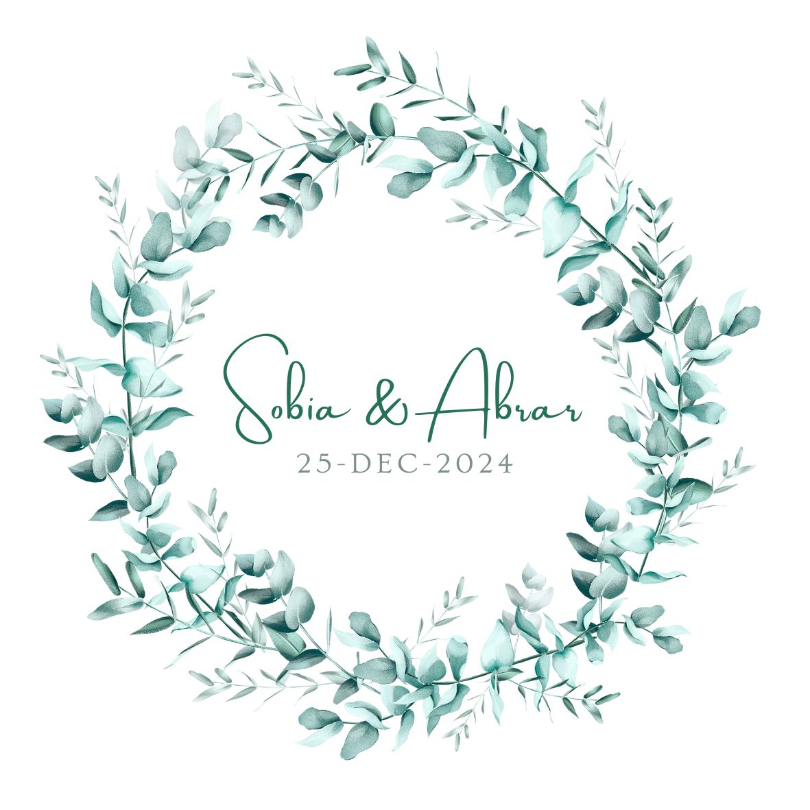 Wedding Sticker - Green & White