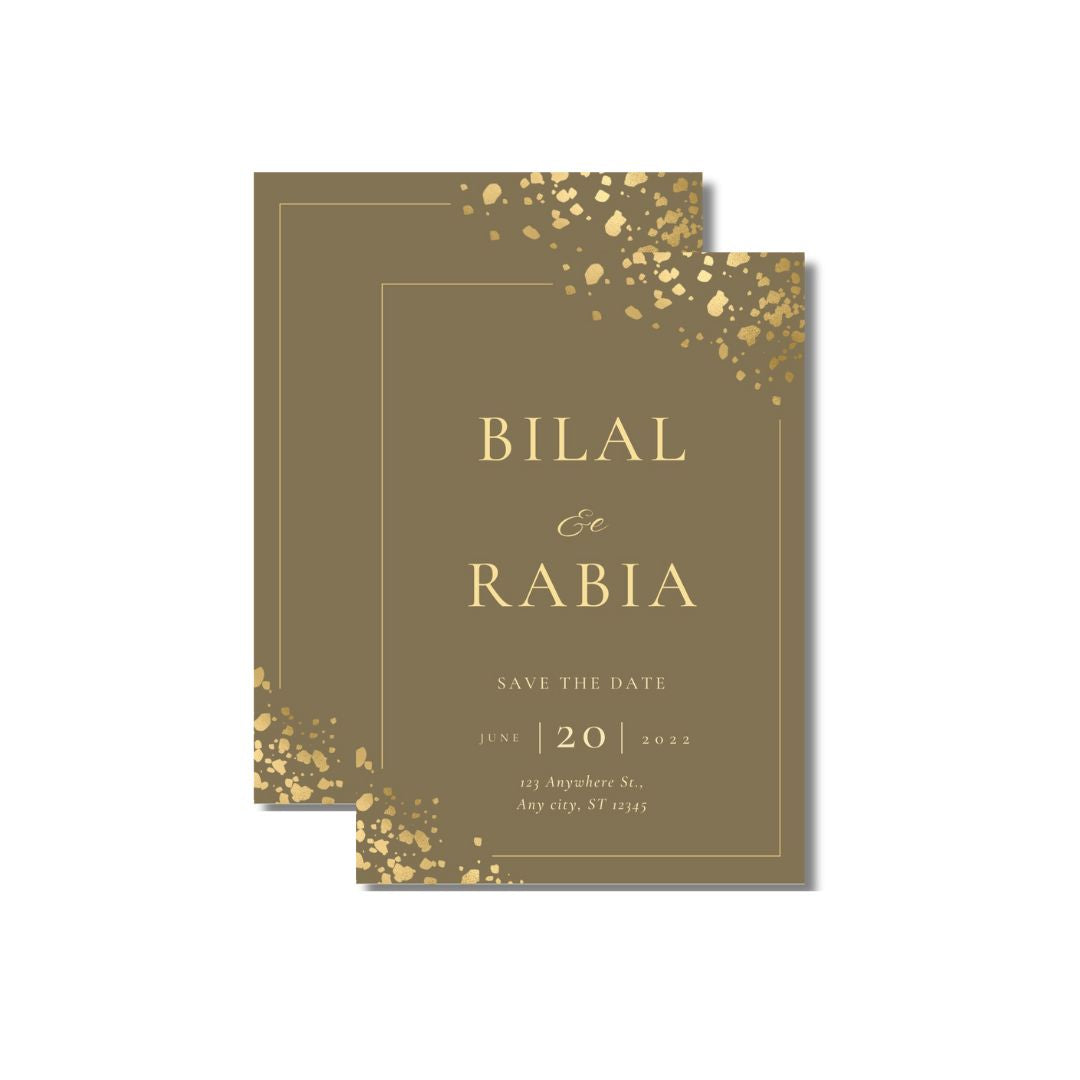 Wedding Card - Light Brown & Beige