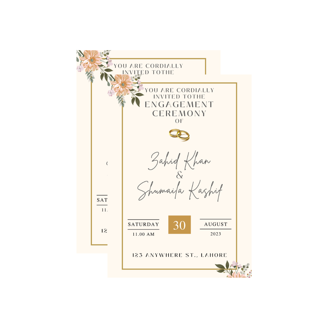 Wedding Card - Off White & Brown