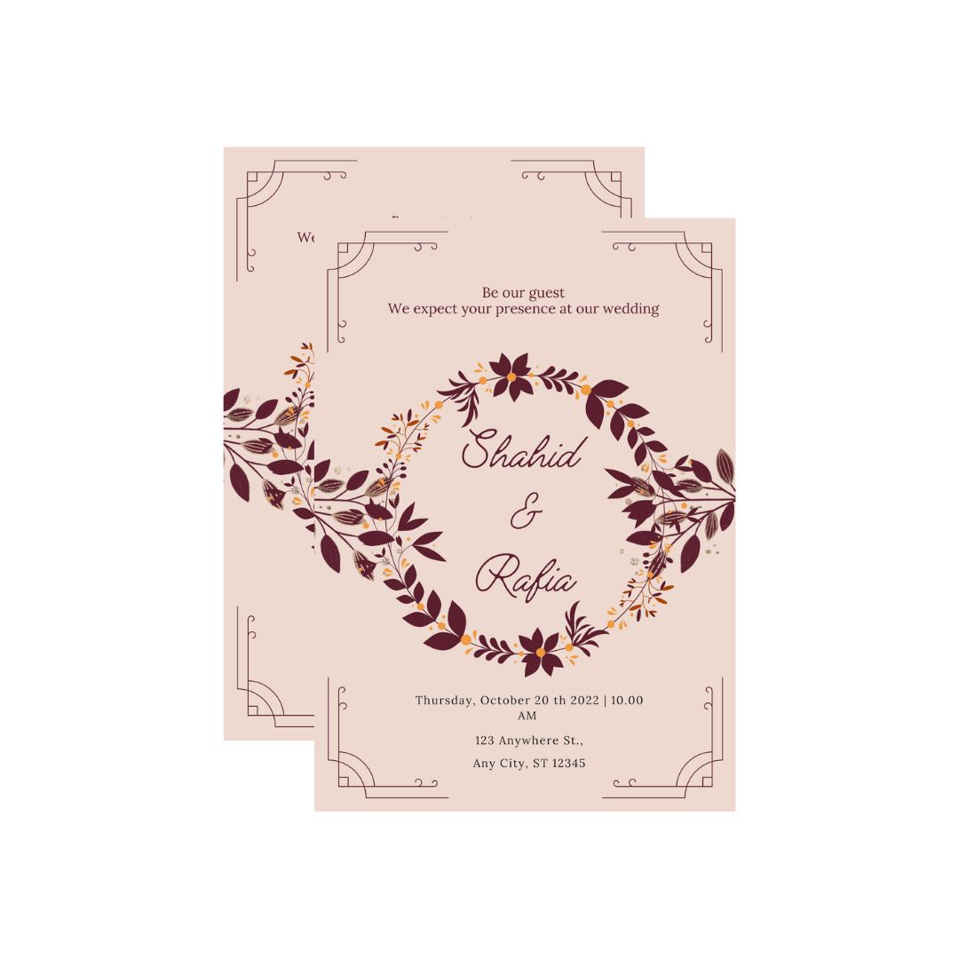 Wedding Card - Peach & Maroon