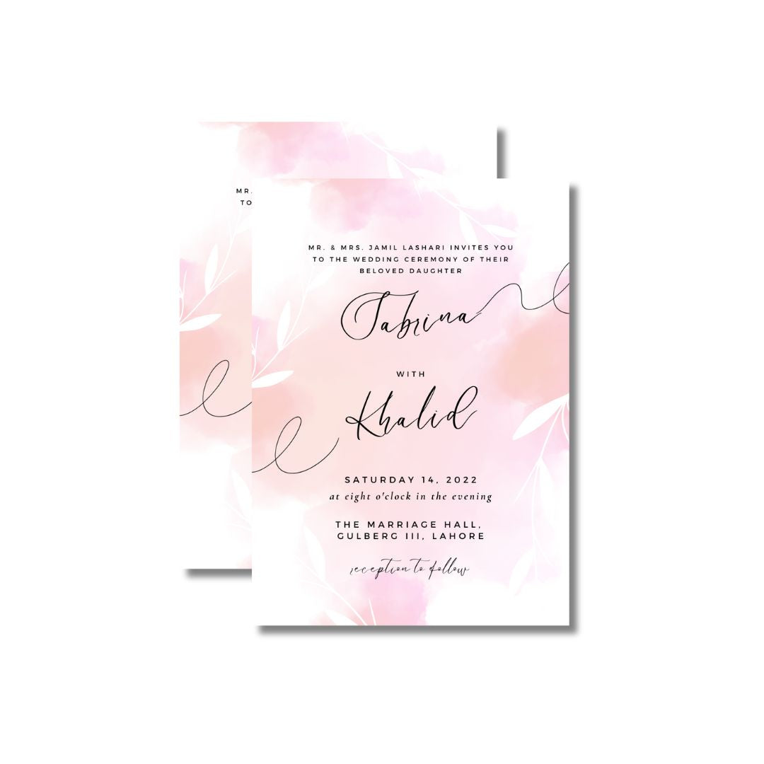 Wedding Card - Pink & White