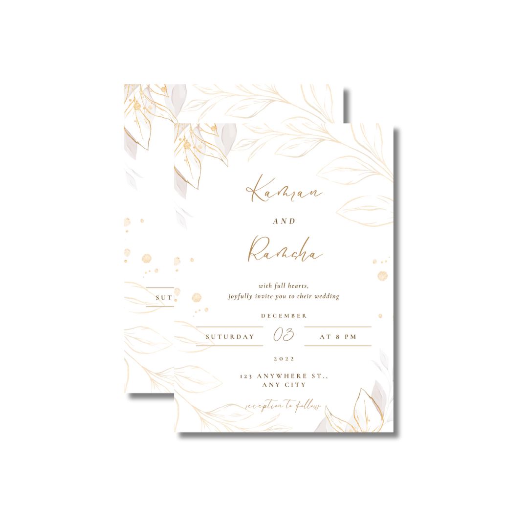 Wedding Card - White & Beige